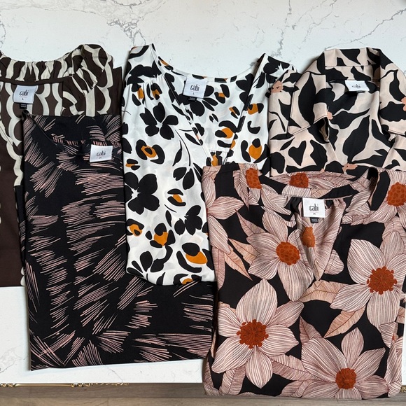Lot of FIVE CAbi Women's Floral and Abstract Blouses Tops Size M and L - Picture 1 of 10